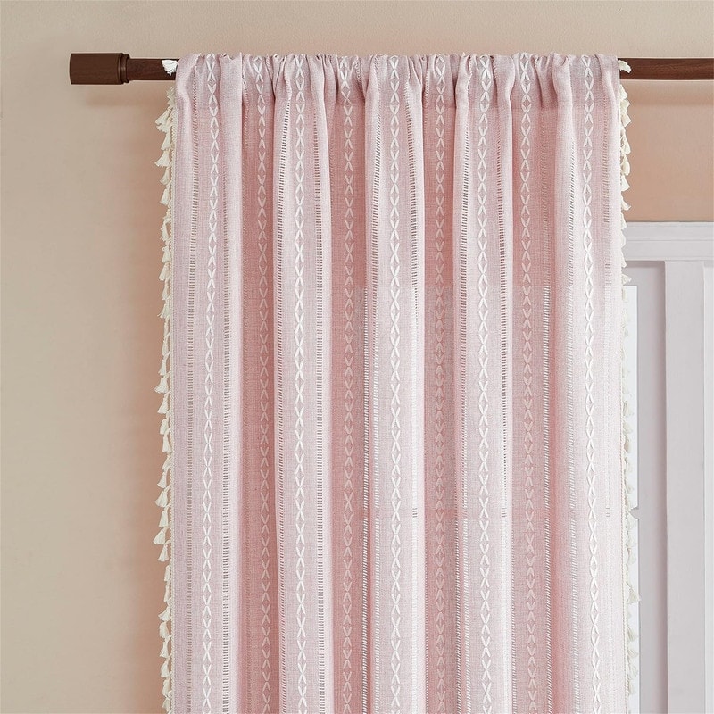 Pink Embroidered Boho 52x84" Girls Room