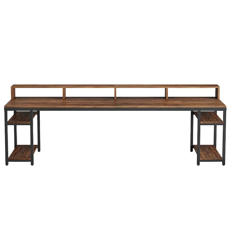 78" Two-Person Desk, Extra Long Double Computer Office Workstation with Stylish X-Legs, Industrial Home Office Table for 2