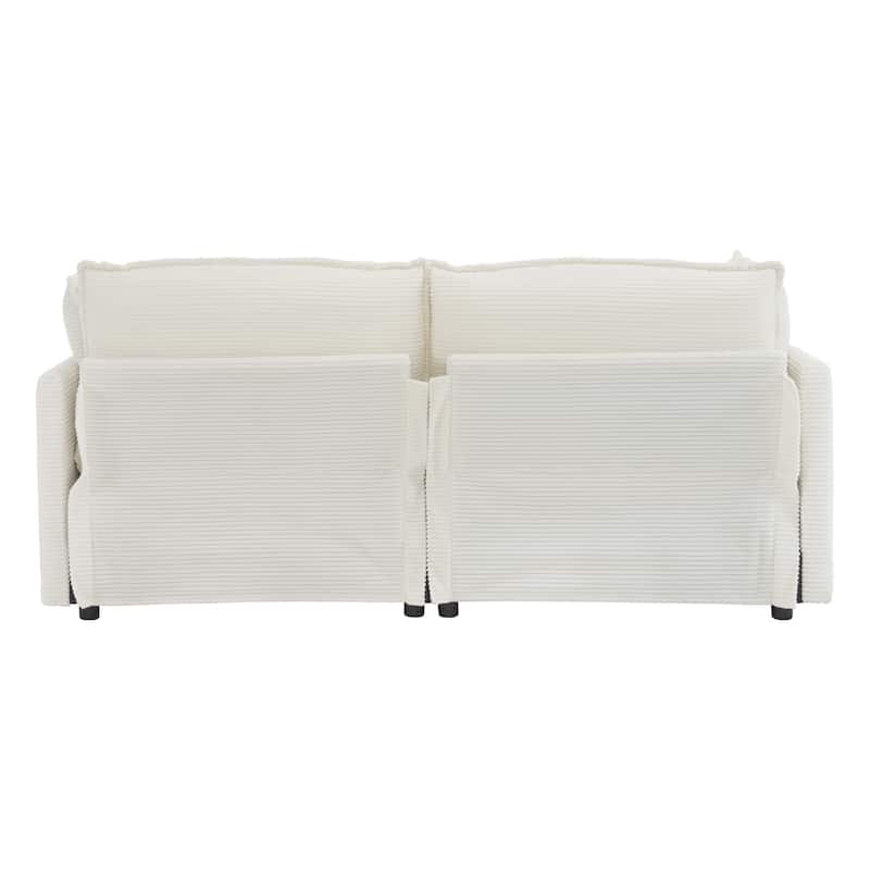 Roomfitters Modern Corduroy L-Shape Sectional Sofa with Side Storage Pockets for Living Room Comfort and Style