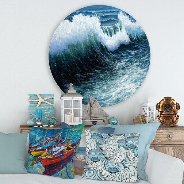 Designart 'Storm Waves In The Ocean' Nautical & Coastal Metal