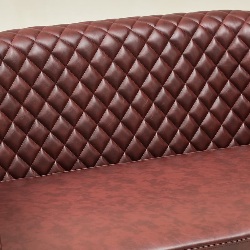 KINWELL 50"W Tufted Faux Leather Upholstered Small Loveseat Sofa