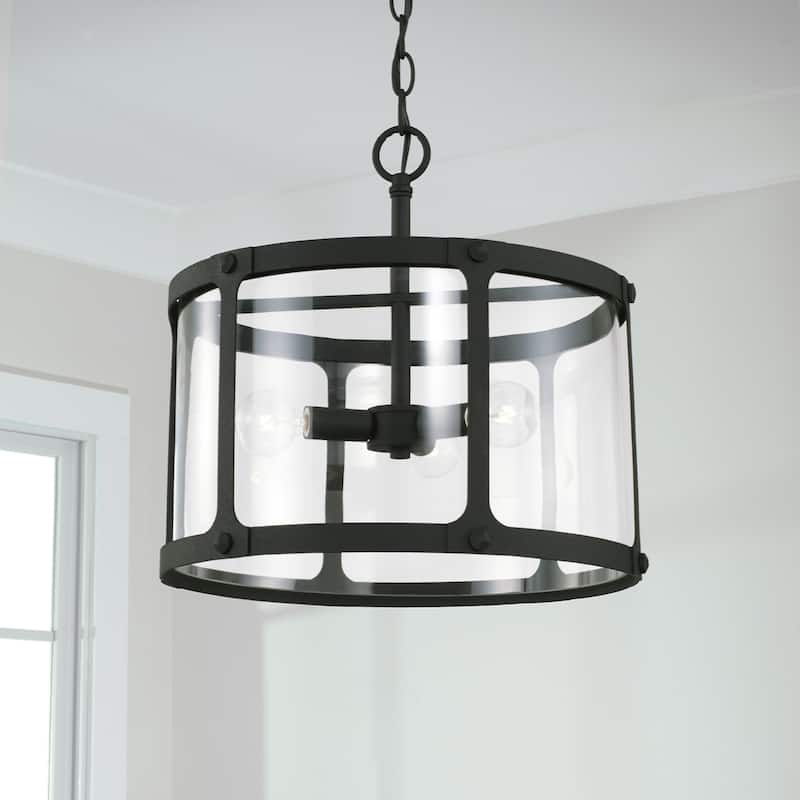 Brennen 3-light Black Iron Convertible Pendant/ Semi-Flush Mount