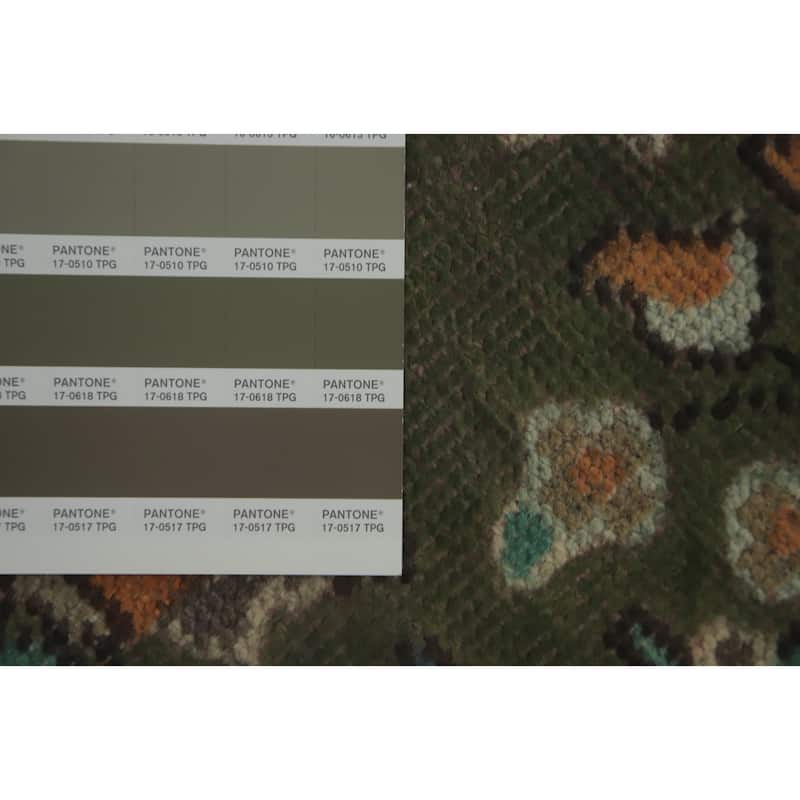 Hand Knotted Oriental 100% Wool Carpet Traditional Floral Green Tabriz Area Rug - 4' 10'' X 3' 3''