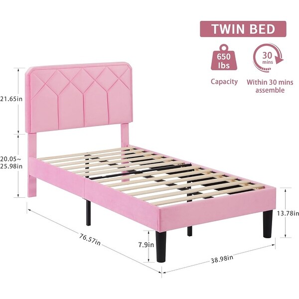 新品本物 Upholstered VECELO Bed Twin Headboard, Adjustable with Frame 菓子