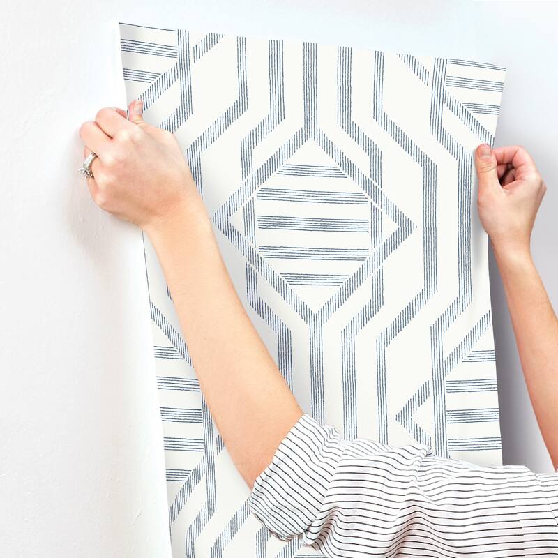 A-Street Prints Essex Dark Blue Geometric Wallpaper