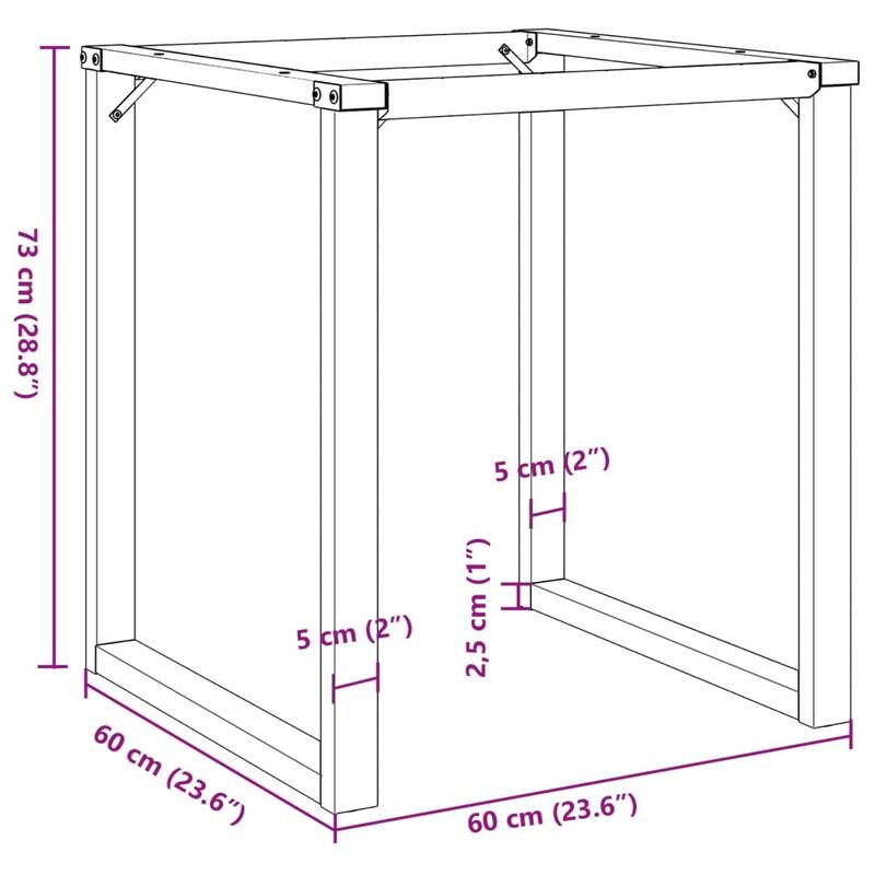 vidaXL Dining Table Legs O-Frame 23.6"x23.6"x28.7" Steel - 23.6" x 23.6" x 28.7"