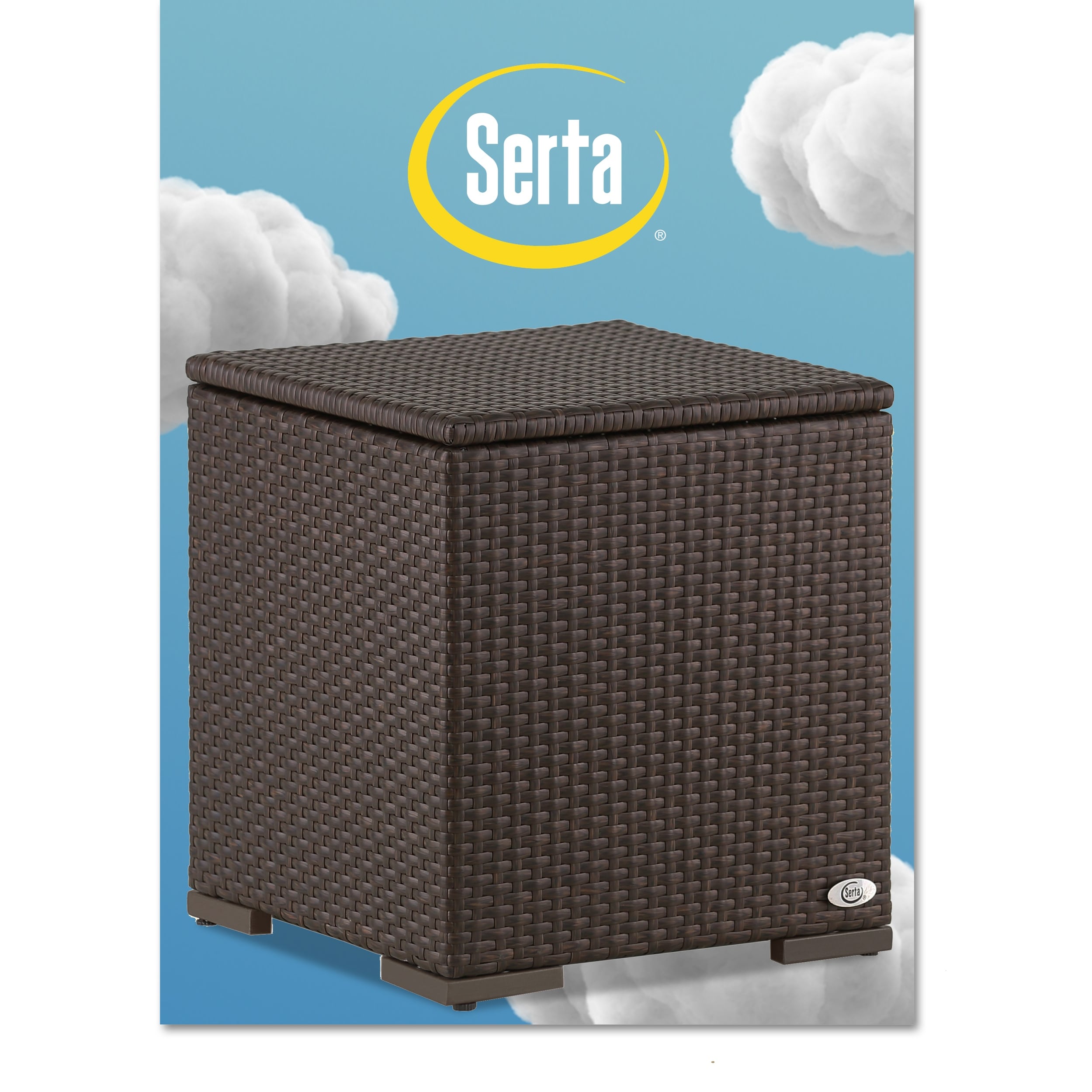 Serta Laguna Outdoor Storage Side Table Brown Wicker On Sale