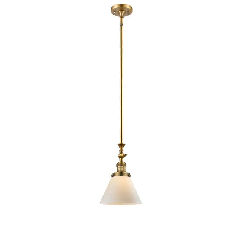 Innovations Lighting Large Cone 8" Wide Adjustable Mini Pendant - Brushed Brass / Matte White Cased