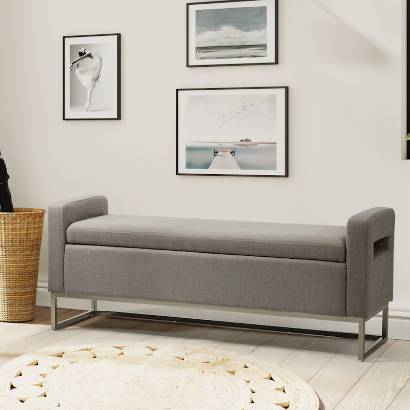 Diana Modern Upholstered Filp-Top Storage Bench with Sturdy Metal Legs