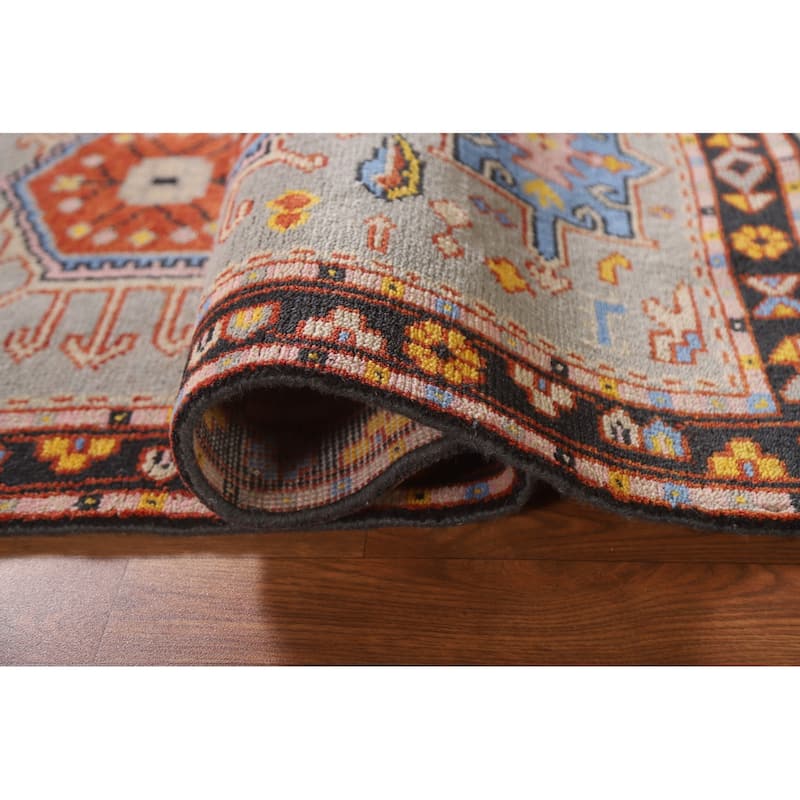 Geometric Grey Kazak Foyer Rug Hand-Knotted Wool Carpet - 3'0"x 5'0"