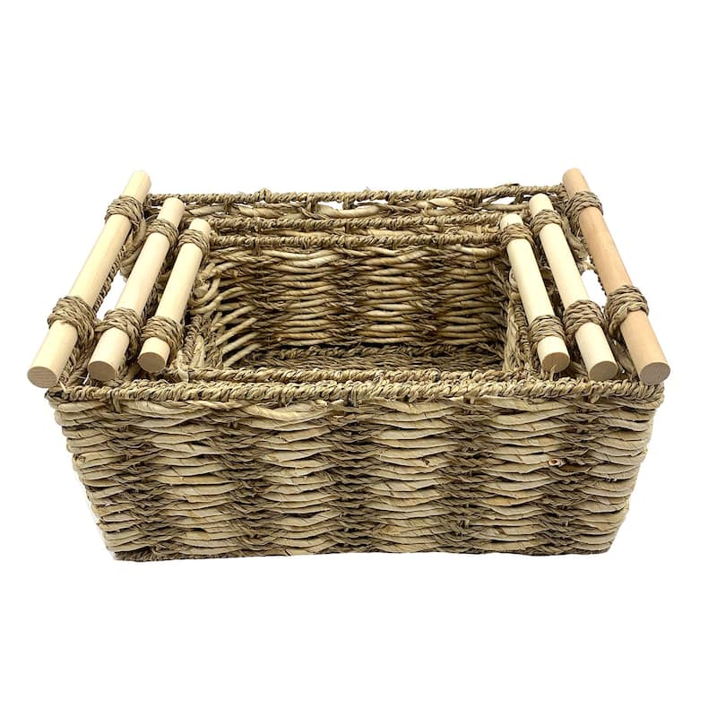 Two-tone Maize and Seagrass Storage Baskets (Set of 3)
