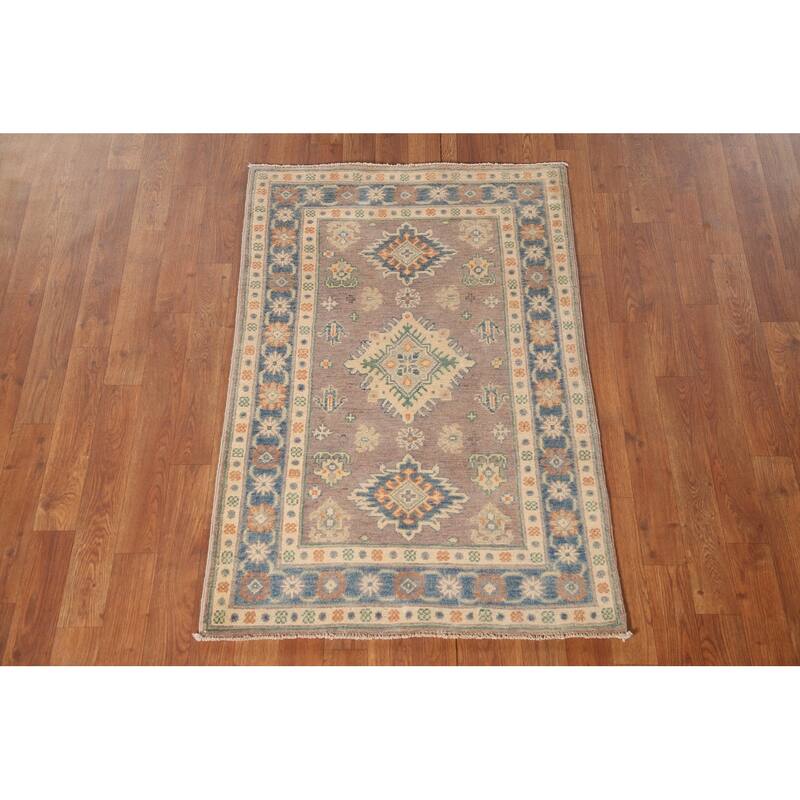 Geometric Kazak Foyer Rug Handmade Wool Carpet - 2'7" x 4'1"