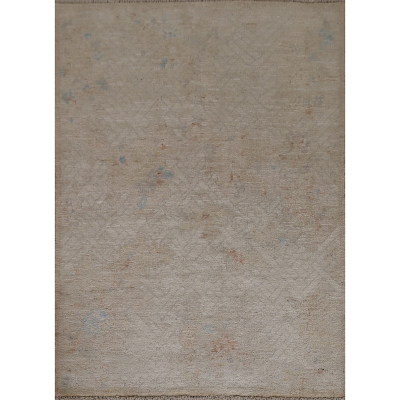 Muted Oushak Turkish Oriental Area Rug Wool Hand-knotted Foyer Carpet - 3'10" x 4'10"