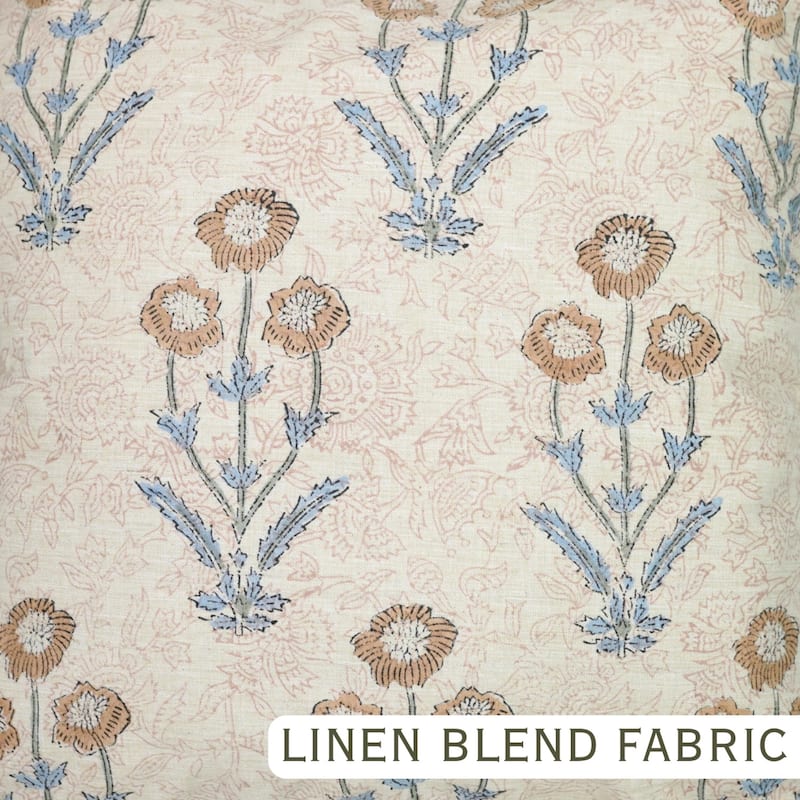 Fabdivine Hand Block Double Side Floral Print Sofa, Couch Decoration Pillow Case