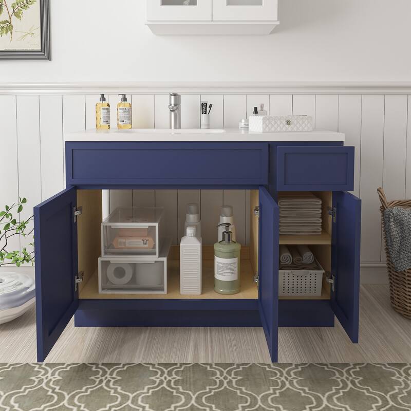 Vanity Art 51" Birch Freestanding Bathroom Vanity Cabinet without Top