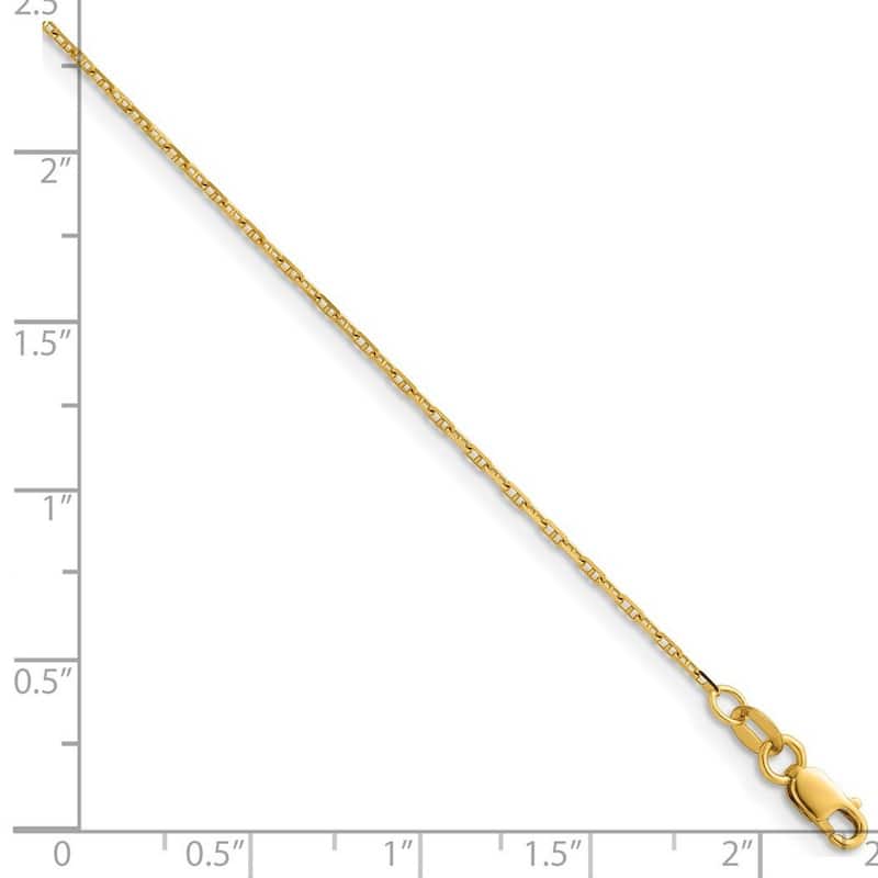 Curata Italian 14k Yellow Gold 1.3mm Mariner Anchor Chain Necklace (Lobster)