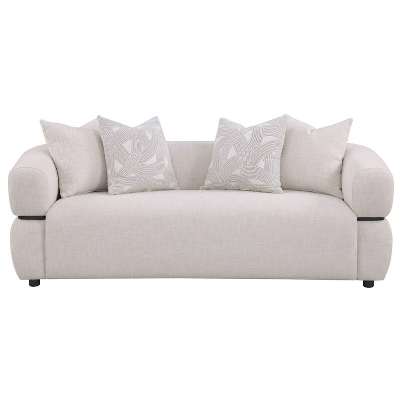 Jeanette 84-Inch Fabric Upholstered Round Arm Sofa Beige