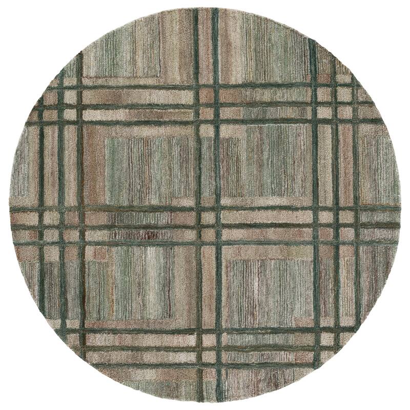 SAFAVIEH Handmade Genre Pieranna Modern Rug - 6' Round - Green/Beige