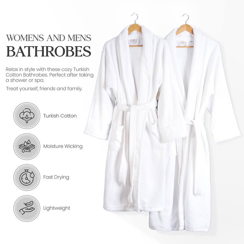 Superior Unisex Turkish Cotton Ultra-Soft Absorbent Long Bathrobe