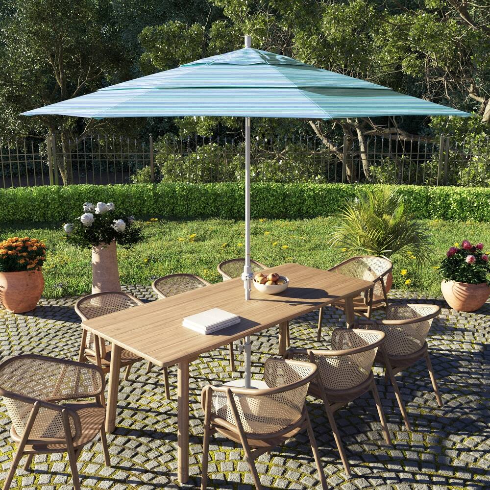 California Umbrella 11' Rd. Alum/Fiberglass Rib Patio Umb,Crank Lift/Collar Tilt, Dbl Wind Vent, White Finish, Sunbrella Fabric