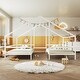 preview thumbnail 9 of 12, Metal Double Twin Size Triangular House Beds with Built-in Table, Use as Platform Beds or Sofa Beds with Roof