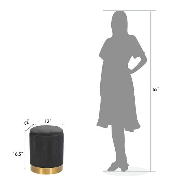 dimension image slide 0 of 8, Adeco Round Storage Ottoman Footrest Stool Velvet Gold Plating Base