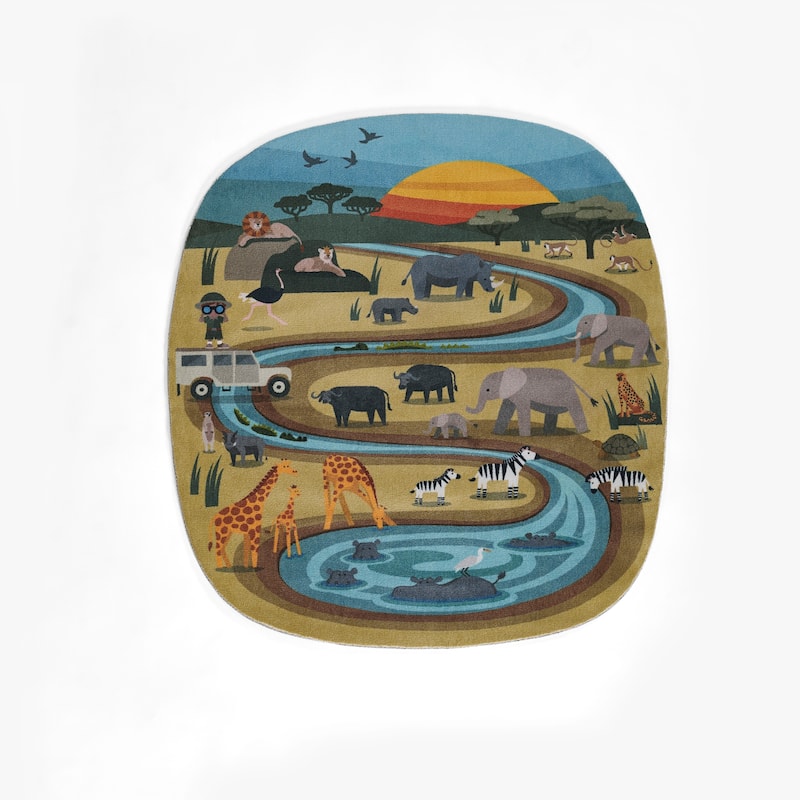 Momeni Playground Safari Kid Rug - 4' X 4'4" - Multi - Novelty