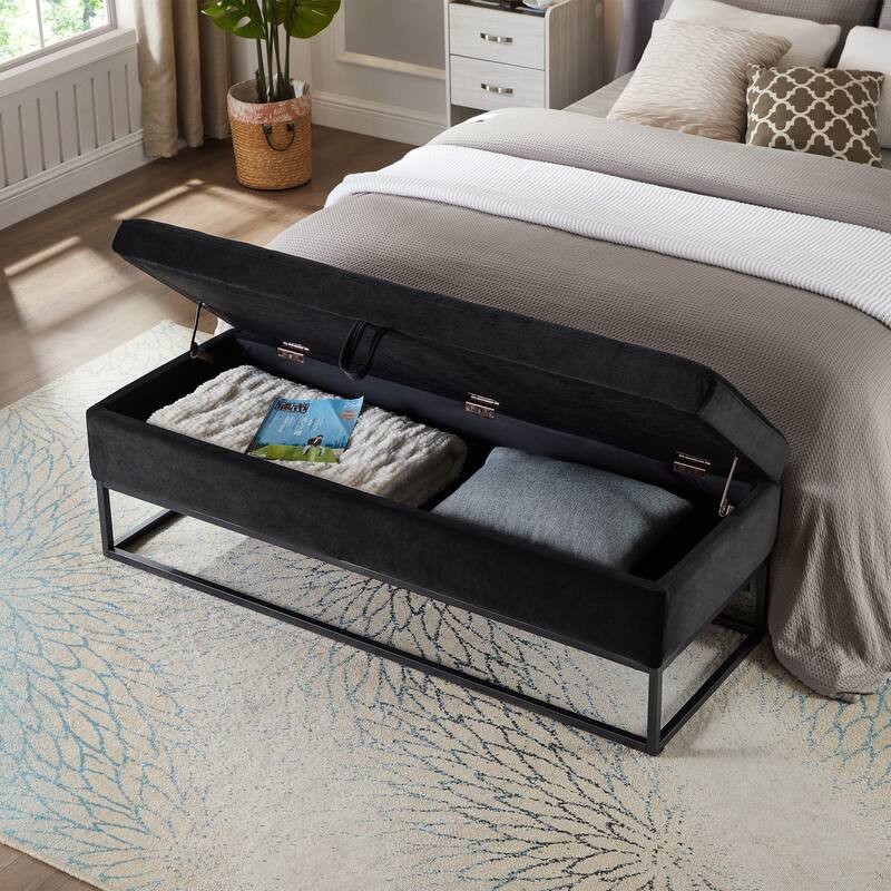 58.6" Bed Bench Metal Base with Storage