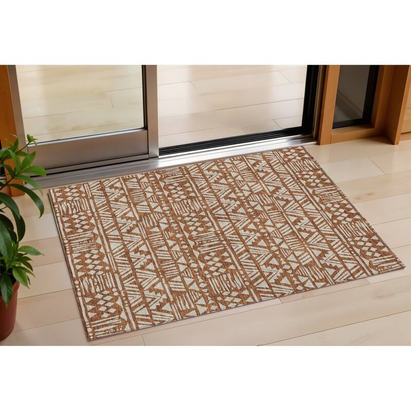 HomeRoots Southwestern Transitional Rectangle Outdoor Rug - 3' x 5'