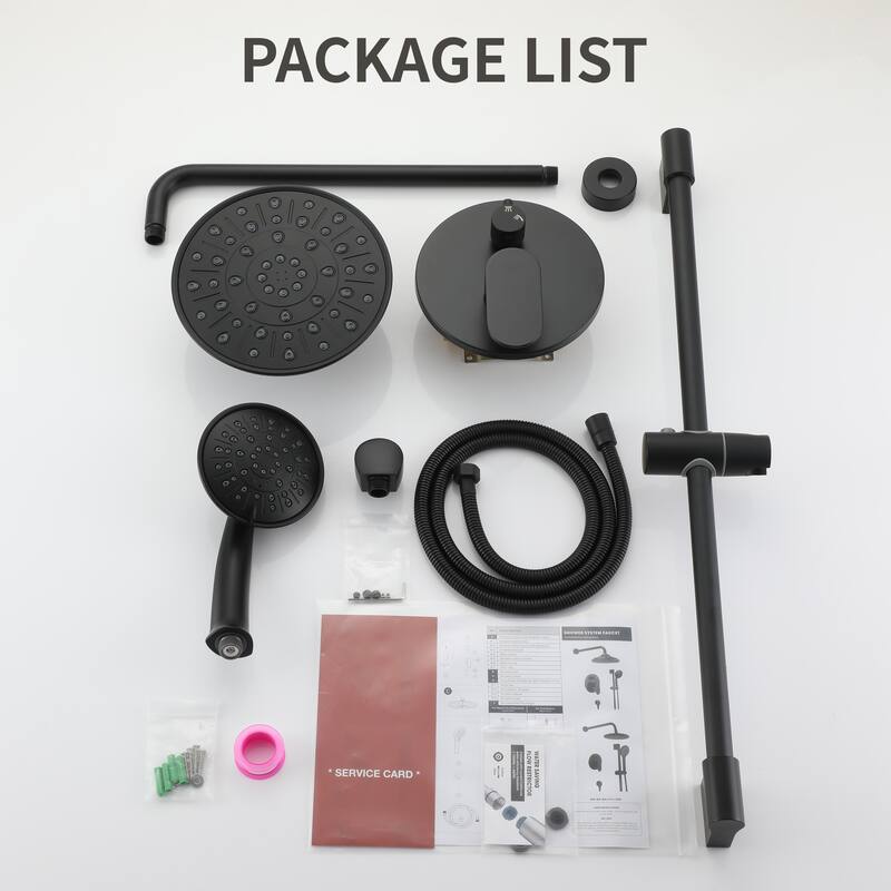 4-Spray Wall Mount Dual Fixed and Handheld Shower Head with Adjustable Slide Bar and Pressure-Balanced Valve