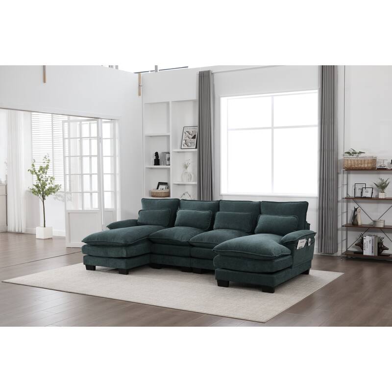 GDFStudio - U Shaped 110" Chenille Modular Cloud Sectional Couches
