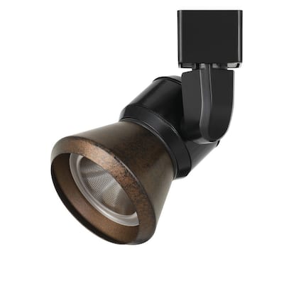 Metal Frame LED Track Fixture with Conical Shade, Black and Bronze