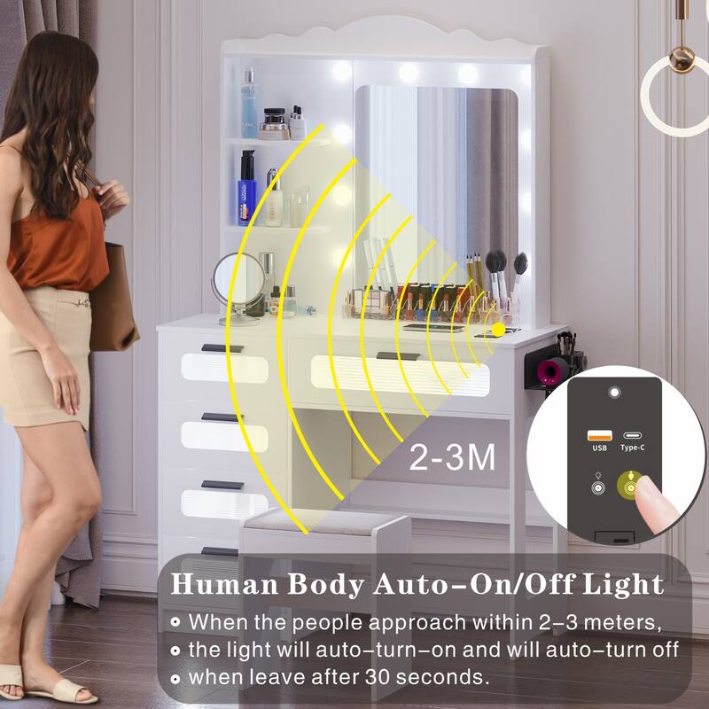 Makeup Vanity with 3 Lighting Colors