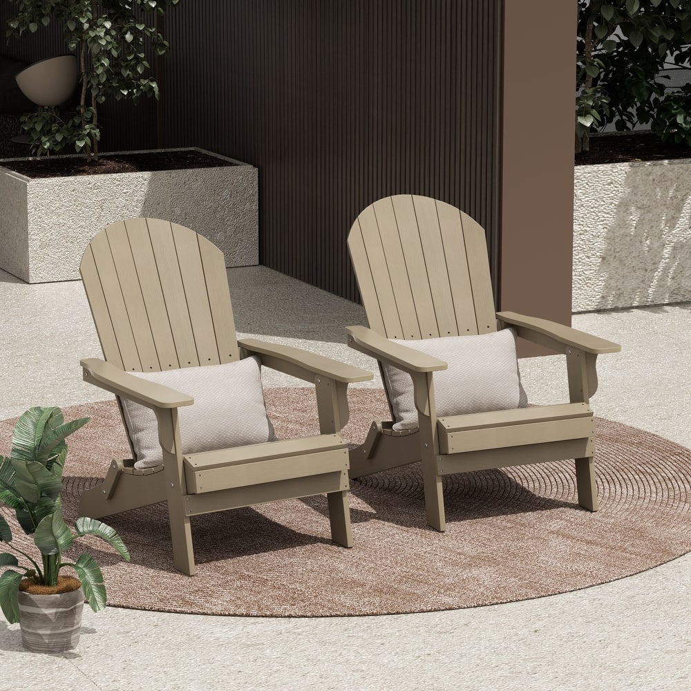 Vineyard HIPS Outdoor Folding Eco-Friendly All Weather Seashell Adirondack Chair (Set of 2)