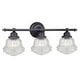 preview thumbnail 1 of 6, Huntley 3-Light 24 in. W Oil Rubbed Bronze Bathroom Vanity Lighting Fixture, Clear Seeded Schoolhouse Glass, LED Compatible 24-in W x 10-in H x 7-in D - Oil Rubbed Bronze