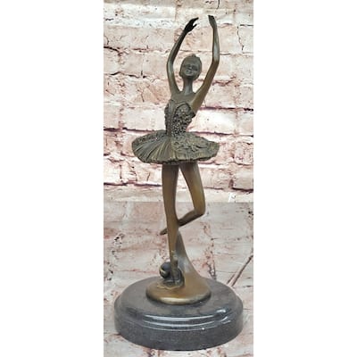 Art Deco Cute Child Ballerina A Bronze Trophy Sculpture Hot Cast Figurine