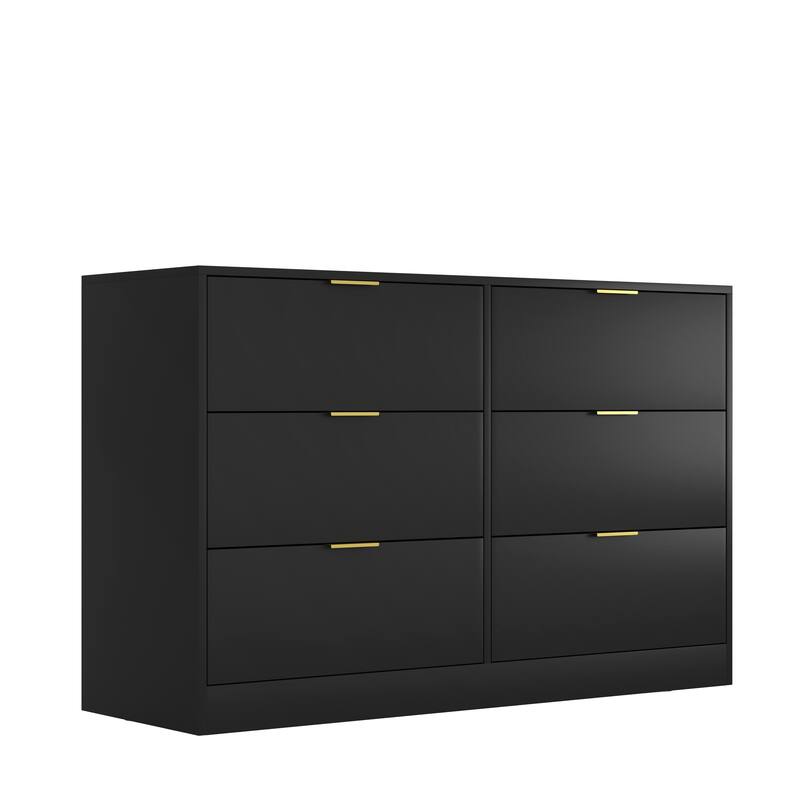Modern 6 Drawer Dresser, Large Capacity Storage Cabinet, Clothing Organizer with Metal Handles for Bedroom, Living Room