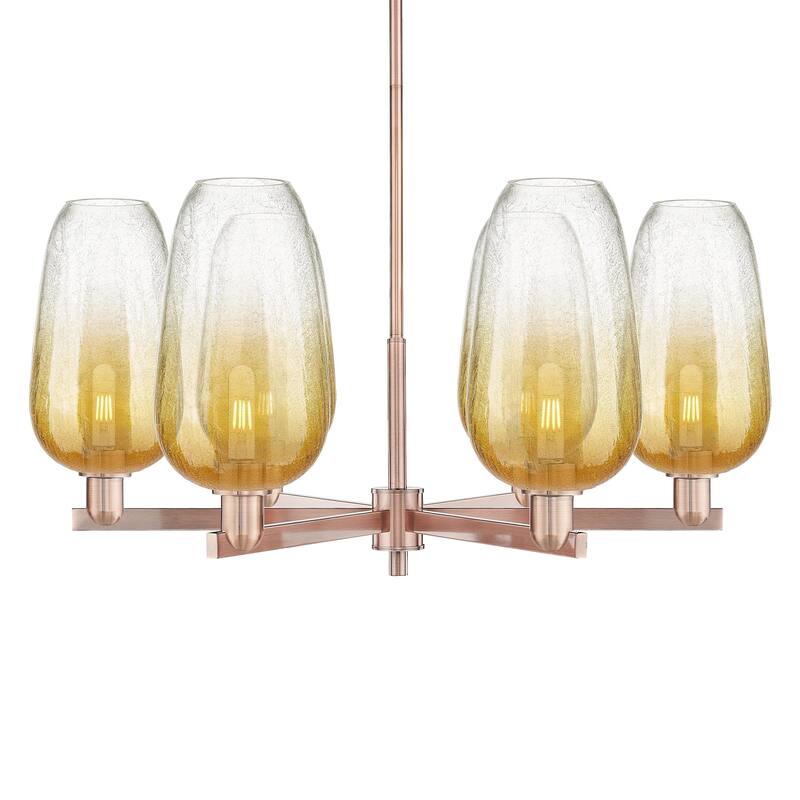 Innovations Lighting 716-6CR-17-24 Brookhaven Flute Chandelier - Antique Copper / Amber