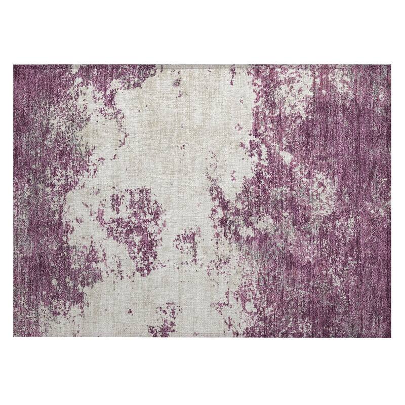Machine Washable Indoor/ Outdoor Abstract Pixels Chantille Rug