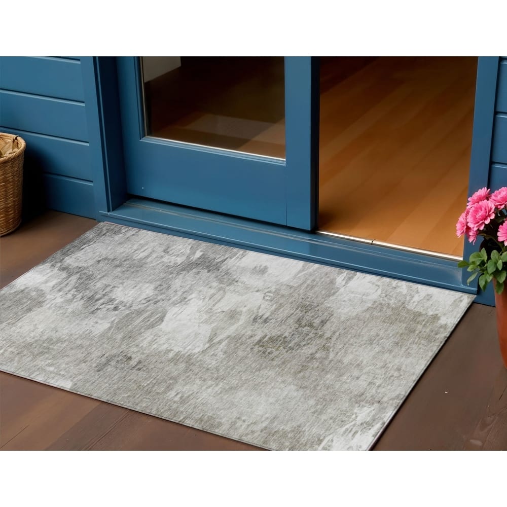 HomeRoots Abstract Transitional Rectangle Outdoor Rug