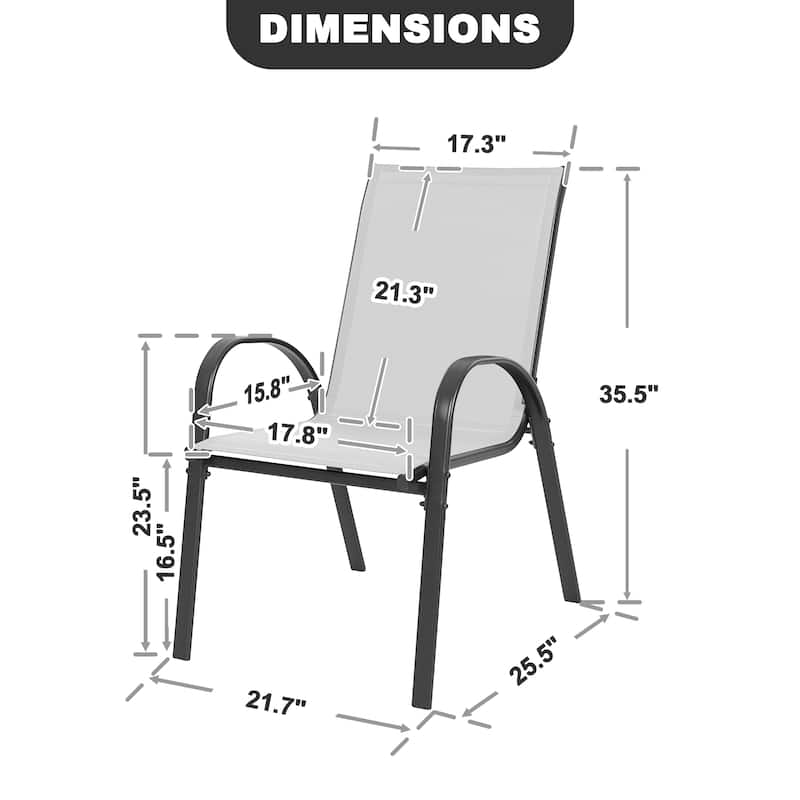 Patio 4-Piece Textilene Dining Chairs with Armrests and Stackable Design