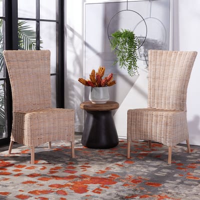 SAFAVIEH Marcia Rattan High Back Accent Chair (Set of 2) - 20.9" W x 20.9" L x 39.4" H - 21Wx21Dx39H