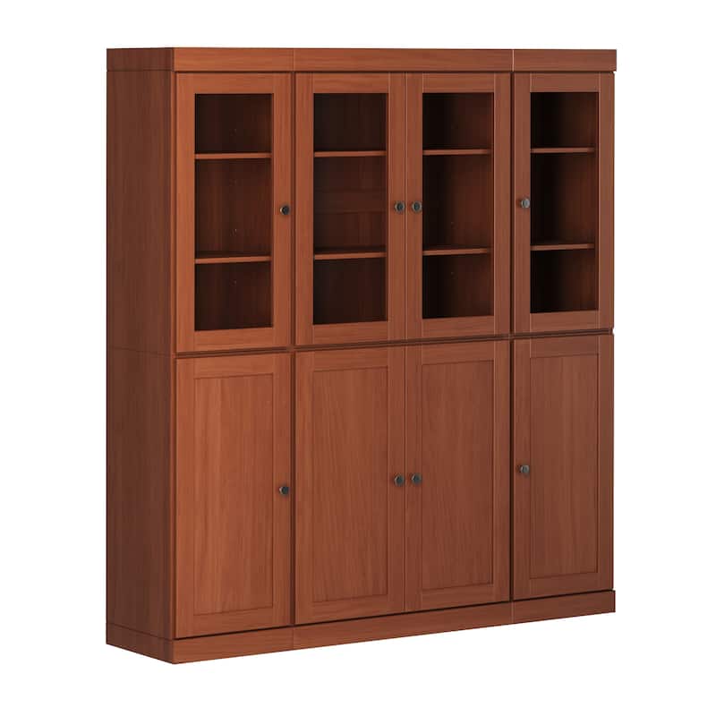 Palace Imports 100% Solid Wood 65" Pantry Cabinet with Clear Glass, Shaker Doors and Adjustable Shelves
