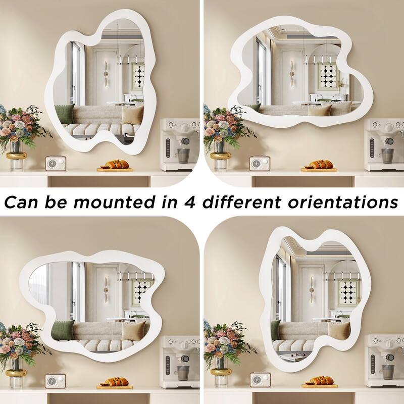 Wood Frame Decorative Asymmetrical Mirror Irregular Wall Mirror