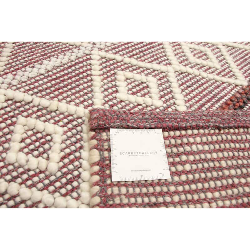 ECARPETGALLERY Braid weave Sienna Burgundy Wool Rug - 5'1 x 7'9