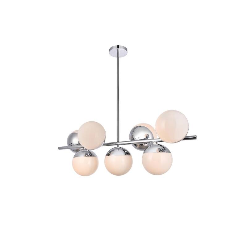7-Light 43 inch Pendant with Frosted White Glass