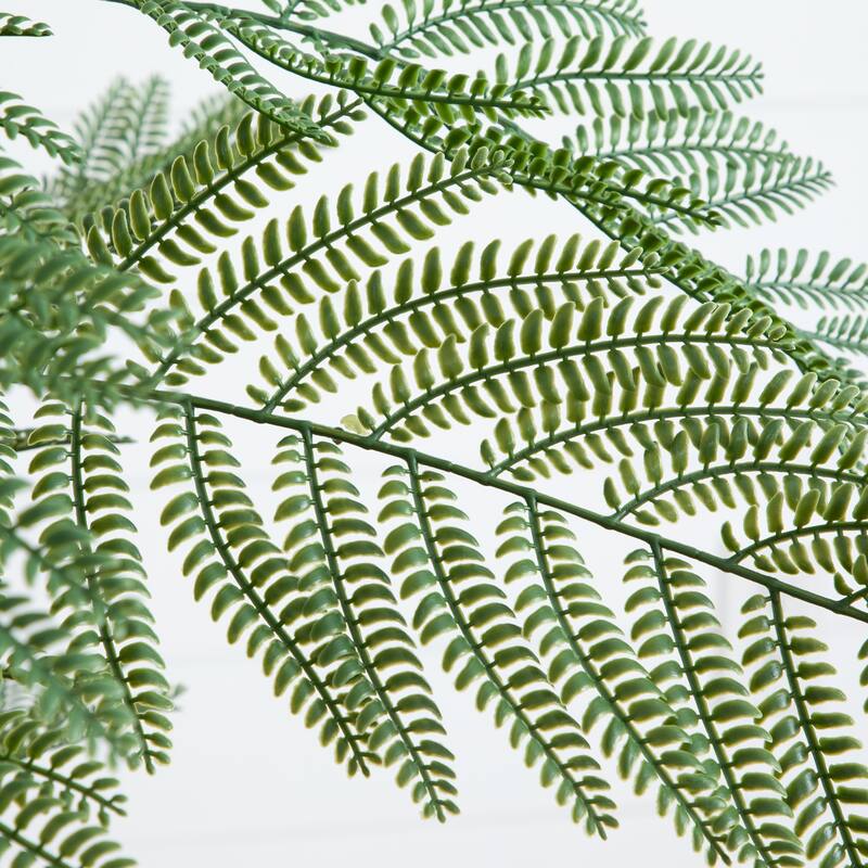 Jacaranda Leave Artificial Tree with White Planter - 6' - Green
