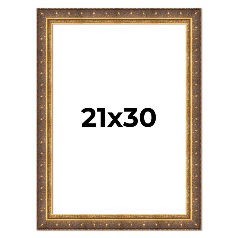 21x30 Frame Vintage Gold Solid Wood Picture Frame | 2.5 Inch Moulding