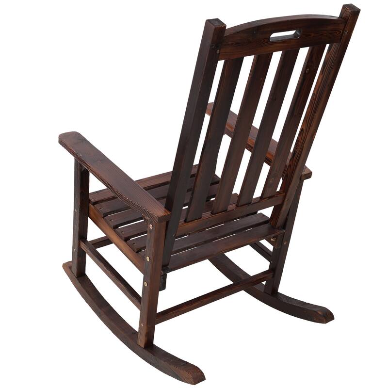 Wooden Porch Rocker Chair Wide Seat and Tall Backrest,High Back Smooth Rocking Chairs for Outdoor & Indoor,Light