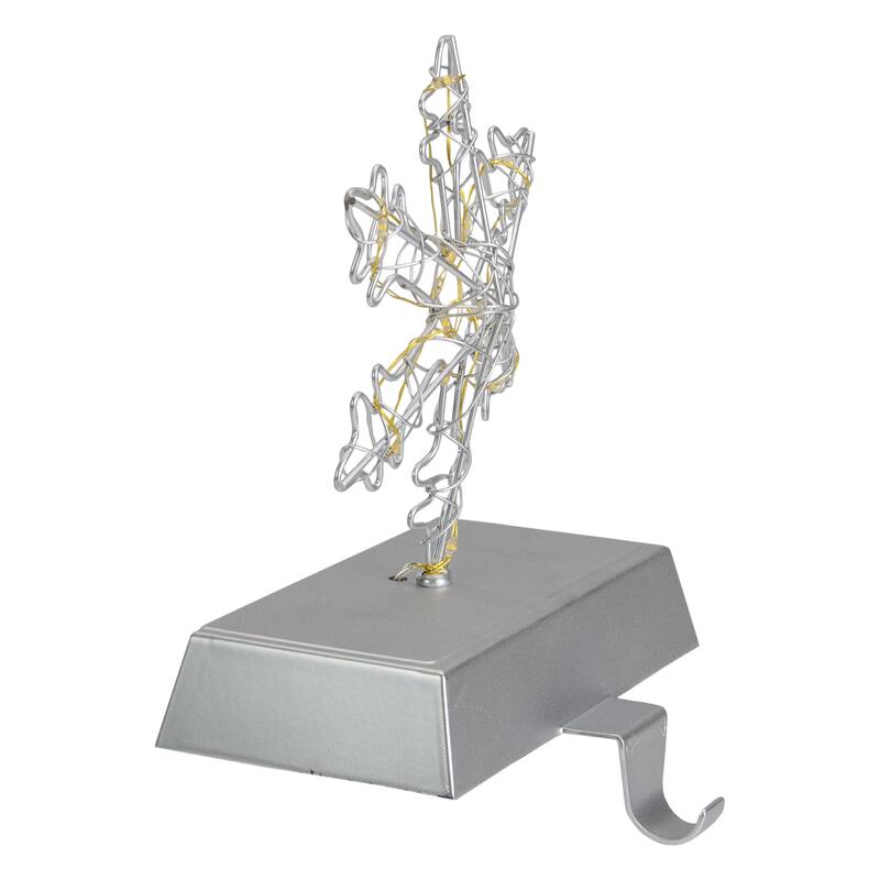 7.5" LED Lighted Silver Wired Snowflake Christmas Stocking Holder